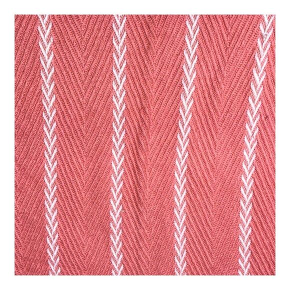 Max Studio Home Coral & White Striped Throw Blanket With Fringe 47.5" X 66.5" - Picture 2 of 5